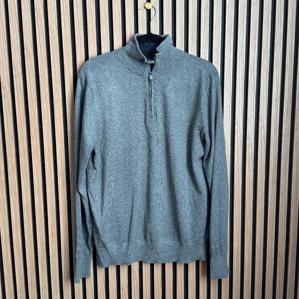 Banana Republic Factory Cotton ¼-Zip Sweater (Gray)